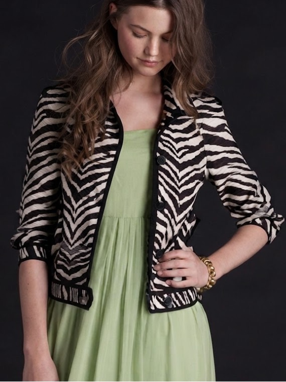 J.Crew Collection 100% Linen Zebra Print Black White Bomber Jacket 0 XS Oversize